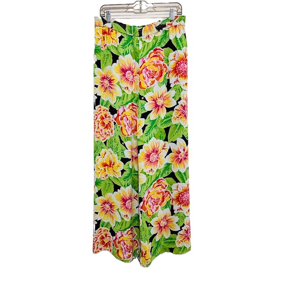 Bill Blass Evening Wide Leg Palazzo Pants & Scarf / Sash Floral Designer Sz M - Picture 7 of 16